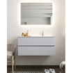 Mondiaz VICA ensemble de meuble de salle de bain - 100cm - meuble sous-vasque cale - 2 tiroirs - lavabo cloud droite - 1 trou de robinet - miroir LED - version XL 60cm haut SW1097822