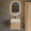 MONDIAZ KURVE-DLUX Meuble de salle de bains 50 cm couleur Oak avec 1 tiroir. Lavabo GRUNNE central 1 trou de robinet couleur Frappe. SW1137326