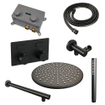 BRAUER Black Edition Douche de pluie thermostatique encastrée - boutons poussoirs - SET 50 - tête de douche 30cm - bras mural droit - douchette barre - flexible de douche - coude d'alimentation mural - noir mat SW925418