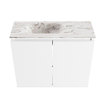 MONDIAZ TURE-DLUX Meuble de toilettes 60 cm Talc. Lavabo EDEN Glace position gauche. Sans trou de robinet. SW1103174