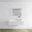 Mondiaz Lagom Meuble salle de bains 120x30.9x45cm Solid Surface Talc 1 tiroir avec lavabo BINX vasque à poser Droite sans trous de robinet SW409079