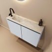 MONDIAZ TURE-DLUX Meuble WC 80cm Clay. Lavabo EDEN Ostra position gauche. Avec 1 trou de robinet. SW1104748