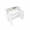 MONDIAZ TURE-DLUX Meuble toilette - 60cm - Talc - EDEN - vasque Glace - position droite - 1 trou de robinet SW1103105