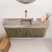 Mondiaz JOYA-DLUX Meuble de salle de bains 93.2cm - arrondis gauche et droite couleur Dusk - Vasque FAYE position Milieu Sans trou de robinet couleur Oza SW1426025