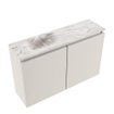 MONDIAZ TURE-DLUX Meuble toilette - 80cm - Linen - EDEN - vasque Glace - position gauche - 1 trou de robinet SW1103363