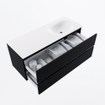 MONDIAZ VICA meuble sous lavabo 120cm Urban 2 tiroirs. Lavabo MOON à droite sans trou de robinet, couleur Talc. SW1381931