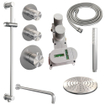 BRAUER Brushed Edition Regendoucheset inbouw - hoofddouche 20cm - Wandarm - glijstang - inclusief inbouwdeel - gladde knoppen - handdouche Staaf 1 stand - PVD - geborsteld RVS SW538445