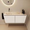 MONDIAZ TURE-DLUX 100cm toiletmeubel Talc. EDEN wastafel Frappe positie links. Zonder kraangat. SW1102604