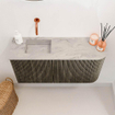 Mondiaz JOYA-DLUX Meuble de salle de bains 81.6cm - arrondi droit couleur Shadow - Vasque FAYE position Gauche Sans trou de robinet couleur Glace SW1422770