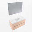 Mondiaz VICA ensemble de meuble de salle de bain - 100cm - meuble sous-vasque rosee - 2 tiroirs - lavabo denia milieu - 1 trou de robinet - couleur Blanc Brillant - miroir LED - version XL 60cm haut SW1091981