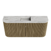 Mondiaz JOYA-DLUX Meuble de salle de bains 93,2 cm - arrondis gauche et droite couleur Dusk - Vasque FAYE position Milieu Sans trou de robinet couleur Glace. SW1423215