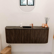 Mondiaz JOYA-DLUX 113.2cm toiletmeubel - ronding links en rechts kleur Walnut - Wastafel FAYE positie Midden 1 kraangat kleur Lava. SW1422478