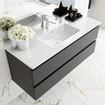 MONDIAZ DENTA Ensemble de meuble salle de bain - 100cm - 2 tiroirs - lavabo centré - 1 trou de robinet - Acrylique gris foncé SW411438