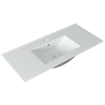 Adema Chaci Meuble salle de bain - 100x46x57cm - 1 vasque en céramique blanche - 1 trou de robinet - 2 tiroirs - miroir rond avec éclairage - blanc mat SW816284