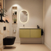 MONDIAZ TURE-DLUX Meuble toilette - 120cm - Oro - EDEN - vasque Frappe - position gauche - sans trou de robinet SW1102897