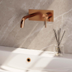 BRAUER Copper Edition Wastafelmengkraan inbouw - gebogen uitloop links - hendel lang smal - inclusief inbouwdeel - afdekplaat - model A 1 - PVD - geborsteld koper SW374453