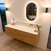 Mondiaz CIRO-DLUX Badkamermeubelset - 170x45x50cm - Solid surface wastafel Opalo - 1 wasbak Rechts - zonder kraangaten - 4 lades - Oak SW1533785