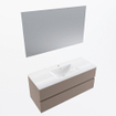 Mondiaz VICA ensemble de meuble de salle de bain - 120cm - meuble sous-vasque fumée - 2 tiroirs - lavabo denia milieu - 1 trou de robinet - couleur Blanc Brillant - miroir LED - version XL 60cm haut SW1092000