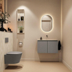 MONDIAZ TURE-DLUX Meuble toilette - 80cm - Smoke - EDEN - vasque Ostra - position centrale - sans trou de robinet SW1105098