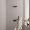 BRAUER Black Carving Douche de pluie thermostatique encastrée - boutons-poussoirs - SET 50 - douche de tête 30 cm - bras mural droit - douchette barre - flexible de douche - coude de raccordement mural - noir mat SW925387