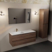 Mondiaz AIVY Ensemble de meuble - 120x45x50cm - 1 trou de robinet - 1 vasque Talc Solid surface - Gauche - 2 tiroirs - avec miroir - Melamine Mocha SW892423