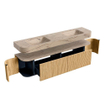 MONDIAZ THOR-DLUX 190cm meuble de salle de bains arrondi gauche + droite couleur Oak avec 2 tiroirs et 2 portes. Vasque suspendue CLOUD Double 2 trous de robinet couleur Arena. SW1466582