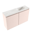 MONDIAZ TURE-DLUX meuble WC 80 cm Rosee. EDEN lavabo Ostra position à droite. Sans trou de robinet. SW1105046