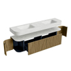 MONDIAZ THOR-DLUX 180cm meuble de salle de bains arrondi gauche + droite couleur Dusk avec 2 tiroirs et 2 portes. Vasque suspendue CLOUD Double 2 trous de robinet couleur Opalo. SW1466007