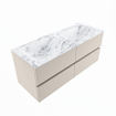 Mondiaz VICA-DLUX ensemble de meuble de salle de bain - 120cm - meuble sous-vasque lin - 4 tiroirs - lavabo encastrée nuage double - sans trous de robinet - version haute de 60cm - glace SW1087744