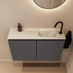 MONDIAZ TURE-DLUX Meuble toilette - 80cm - Dark Grey - EDEN - vasque Ostra - position droite - 1 trou de robinet SW1104807