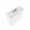 MONDIAZ TURE-DLUX Meuble toilette - 60cm - Talc - EDEN - vasque Ostra - position centrale - 1 trou de robinet SW1104647