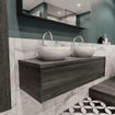 ENSEMBLE DE MEUBLE MONDIAZ LUSH - 120cm - 1 tiroir - lavabo BARCO - 2 lavabos - 2 trous de robinet - anthracite SW409621