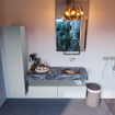 Mondiaz ALAN-DLUX Ensemble de meuble - 130cm - meuble Clay mat - 2 tiroirs - Lavabo Cloud Lava suspendu - vasque Droite - 0 trous de robinet SW808584