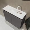 MONDIAZ TURE Fonteinset - 60x23x50cm - 1 kraangat - 2 deuren - darkgrey mat - Wasbak midden - Solid Surface Wit SW474923