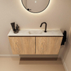 MONDIAZ TURE-DLUX Meuble toilette - 100cm - Washed Oak - EDEN - vasque Ostra - position centrale - 1 trou de robinet SW1105124