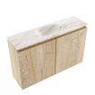 MONDIAZ TURE-DLUX Meuble WC 80 cm Washed Oak. Lavabo EDEN Frappe position milieu. Avec 1 trou de robinet. SW1103053