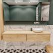 ENSEMBLE DE MEUBLE MONDIAZ LUSH - 180 cm - 2 tiroirs - lavabo BARCO - vasque à droite - 0 trous de robinet - chêne blanchi SW409622