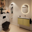 MONDIAZ TURE-DLUX Meuble toilette - 80cm - Oro - EDEN - vasque Glace - position droite - sans trou de robinet SW1103451