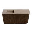 Mondiaz JOYA-DLUX Meuble de salle de bains 81.6cm - arrondi droite couleur Walnut - Vasque FAYE position Gauche 1 trou de robinet couleur Saba SW1424660