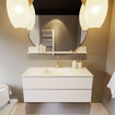 MONDIAZ VICA-DLUX Ensemble meuble de salle de bains - 120cm - meuble bas talc - 2 tiroirs - lavabo encastré cloud au milieu - 1 trou de robinet - version haute 60cm - opalo SW1088502