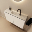 MONDIAZ TURE-DLUX Meuble toilette - 80cm - Talc - EDEN - vasque Ostra - position centrale - 1 trou de robinet SW1104662