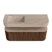 MONDIAZ THOR-DLUX 130cm badmeubel ronding links + rechts kleur Walnut met 1 lade en 2 deuren. Vrijhangende wastafel CLOUD Links 1 kraangat kleur Saba. SW1464020