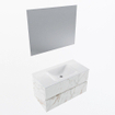 Mondiaz VICA ensemble de meuble de salle de bain - 90cm - meuble sous-vasque carrara - 2 tiroirs - lavabo cloud milieu - 1 trou de robinet - couleur talc - miroir LED - version XL 60cm haut SW1095748