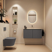 MONDIAZ TURE-DLUX Meuble toilette - 100cm - Dark Grey - EDEN - vasque Ostra - position centrale - sans trou de robinet SW1104829