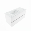 Mondiaz VICA-DLUX Ensemble de meuble de salle de bain - 100cm - meuble sous vasque talc - 2 tiroirs - lavabo encastré cloud gauche - sans trous de robinet - version haute de 60cm - opalo SW1088470