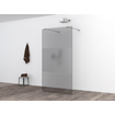 Wiesbaden Slim paroi de douche en verre 1100 x 2000 x 8 mm nano verre fumé avec bande centrale en verre opale SW373480