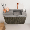 Mondiaz JOYA-DLUX 61.6cm toiletmeubel - ronding links kleur Shadow - Wastafel FAYE positie Rechts Zonder kraangat kleur Sombra. SW1425219