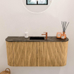 Mondiaz JOYA-DLUX 93.2cm toiletmeubel - ronding links en rechts kleur Oak - Wastafel FAYE positie Midden 1 kraangat kleur Lava. SW1422097