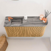Mondiaz JOYA-DLUX 81.6cm toiletmeubel - ronding rechts kleur Oak - Wastafel FAYE positie Links 1 kraangat kleur Sombra. SW1424289