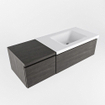 MONDIAZ BUKLA 120cm ensemble de meuble avec module 40 couleur Marron Foncé avec 2 tiroirs. Lavabo CLOUD à droite 1 trou de robinet couleur Talc. SW1382007